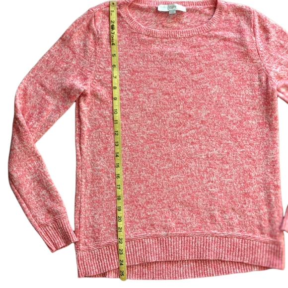 Loft Pink and White Heathered Knit Crewneck  Sweater Medium - Picture 6 of 7